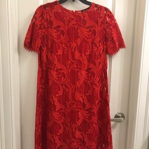 Stunning red lace dress.